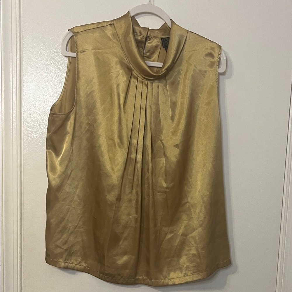 Laura Scott Gold Pleated Blouse 20W